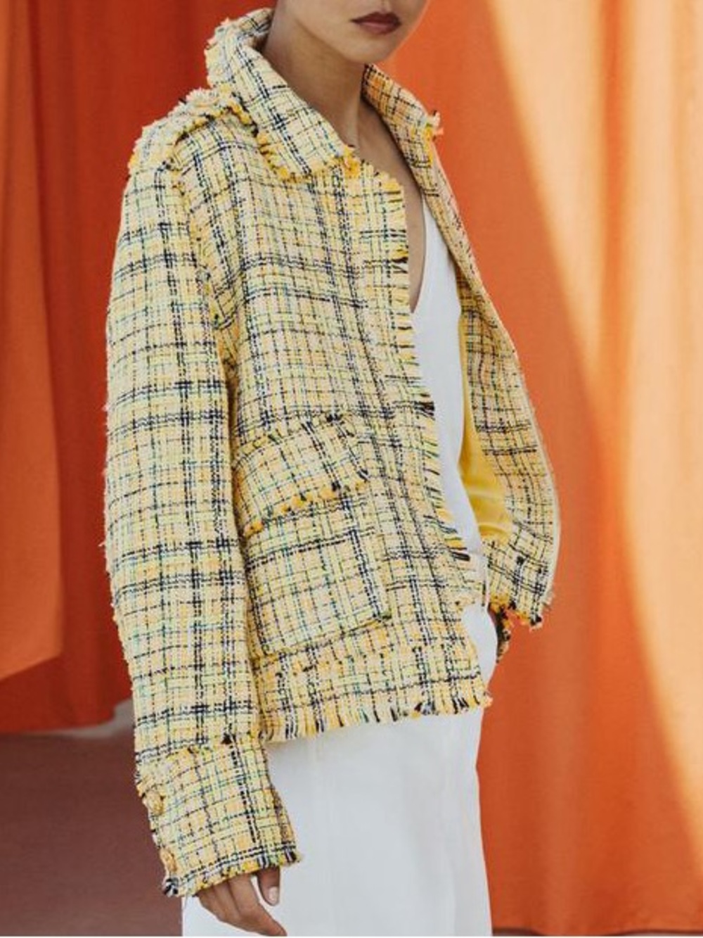 NWT Zara ZW collection Tweed Fringe Blazer